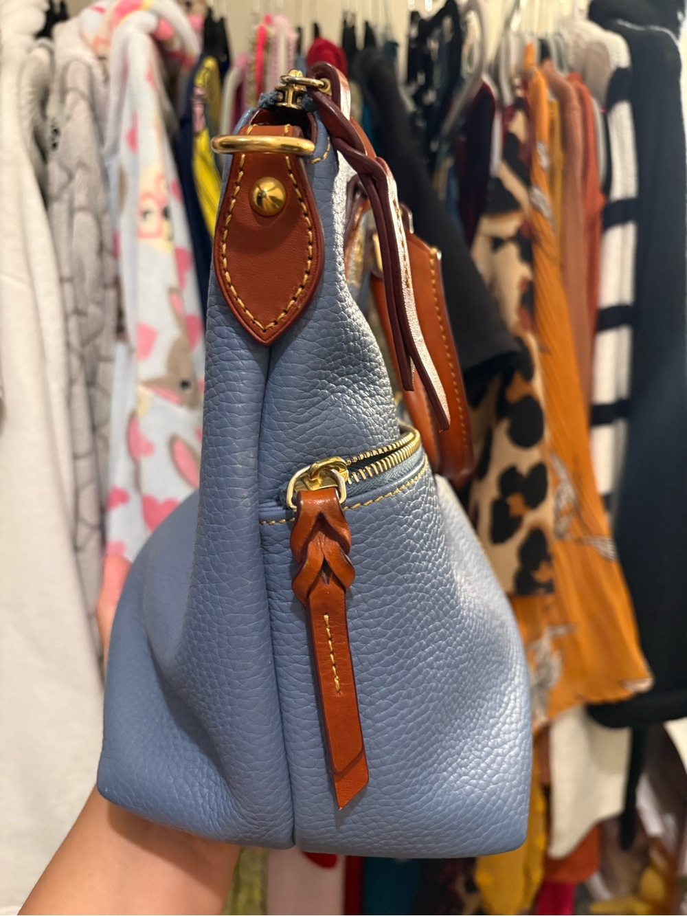 Dooney & Bourke | Denim Blue | Dillen Double Pocket Satchel - Picture 2 of 16